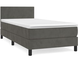 vidaXL - Boxspring - met - matras - fluweel - donkergrijs - 90x200 - cm