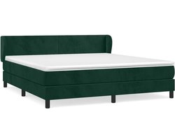 vidaXL - Boxspring - met - matras - fluweel - donkergroen - 160x200 - cm
