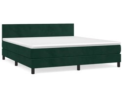 vidaXL - Boxspring - met - matras - fluweel - donkergroen - 180x200 - cm