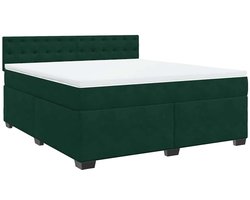 vidaXL - Boxspring - met - matras - fluweel - donkergroen - 180x200 - cm