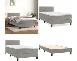 vidaXL Boxspring met matras fluweel lichtgrijs 100x200 cm - Boxspring - Boxsprings - Bed - Slaapmeubel