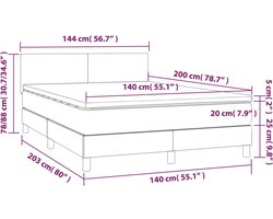 vidaXL - Boxspring - met - matras - fluweel - lichtgrijs - 140x200 - cm