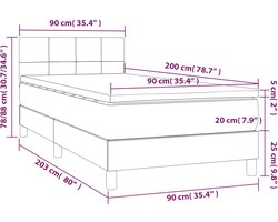 vidaXL - Boxspring - met - matras - fluweel - lichtgrijs - 90x200 - cm