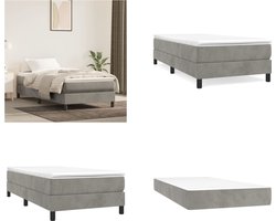 vidaXL - Boxspring - met - matras - fluweel - lichtgrijs - 90x200 - cm