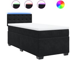 vidaXL - Boxspring - met - matras - fluweel - zwart - 1-persoons