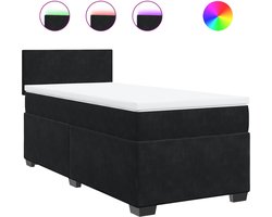 vidaXL - Boxspring - met - matras - fluweel - zwart - 1-persoons - (alleen - AU)