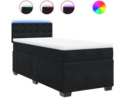 vidaXL - Boxspring - met - matras - fluweel - zwart - 1-persoons - (alleen - AU)