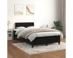 vidaXL - Boxspring - met - matras - fluweel - zwart - 120x200 - cm
