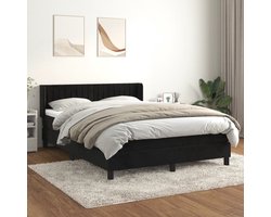 vidaXL - Boxspring - met - matras - fluweel - zwart - 140x200 - cm