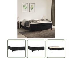 vidaXL - Boxspring - met - matras - fluweel - zwart - 160x200 - cm