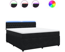 vidaXL - Boxspring - met - matras - fluweel - zwart - 180x200 - cm