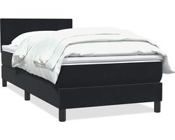 vidaXL - Boxspring - met - matras - fluweel - zwart - 90x210 - cm
