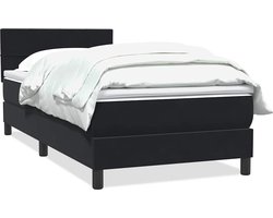 vidaXL - Boxspring - met - matras - fluweel - zwart - 90x210 - cm