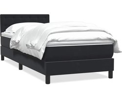 vidaXL - Boxspring - met - matras - fluweel - zwart - 90x210 - cm