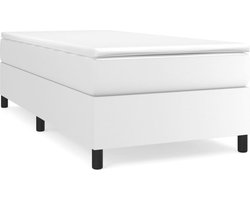 vidaXL - Boxspring - met - matras - kunstleer - wit - 100x200 - cm