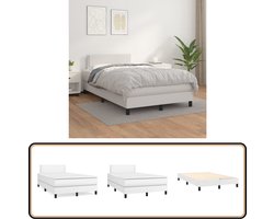 vidaXL - Boxspring - met - matras - kunstleer - wit - 120x200 - cm