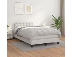 vidaXL - Boxspring - met - matras - kunstleer - wit - 120x200 - cm