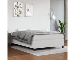 vidaXL - Boxspring - met - matras - kunstleer - wit - 140x190 - cm