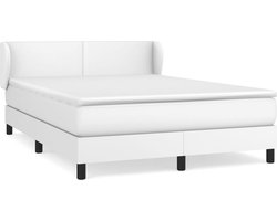 vidaXL - Boxspring - met - matras - kunstleer - wit - 140x200 - cm