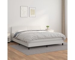 vidaXL - Boxspring - met - matras - kunstleer - wit - 160x200 - cm