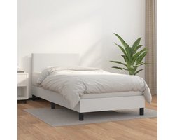 vidaXL - Boxspring - met - matras - kunstleer - wit - 90x200 - cm