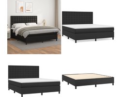 vidaXL Boxspring met matras kunstleer zwart 180x200 cm - Boxspring - Boxsprings - Bed - Slaapmeubel