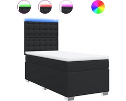 vidaXL - Boxspring - met - matras - kunstleer - zwart - Single