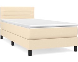 vidaXL - Boxspring - met - matras - stof - crèmekleurig - 100x200 - cm