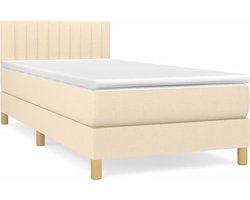 vidaXL - Boxspring - met - matras - stof - crèmekleurig - 100x200 - cm