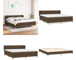 vidaXL Boxspring met matras stof donkerbruin 160x200 cm - Boxspring - Boxsprings - Bed - Slaapmeubel