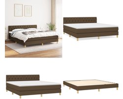 vidaXL Boxspring met matras stof donkerbruin 160x200 cm - Boxspring - Boxsprings - Bed - Slaapmeubel