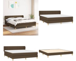 vidaXL Boxspring met matras stof donkerbruin 160x200 cm - Boxspring - Boxsprings - Bed - Slaapmeubel