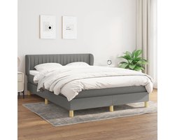 vidaXL - Boxspring - met - matras - stof - donkergrijs - 140x200 - cm