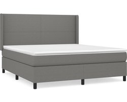 vidaXL - Boxspring - met - matras - stof - donkergrijs - 160x200 - cm