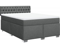 vidaXL - Boxspring - met - matras - stof - donkergrijs - 160x200 - cm