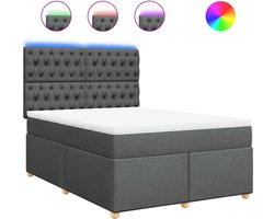 vidaXL - Boxspring - met - matras - stof - donkergrijs - 160x200 - cm