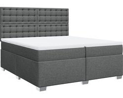 vidaXL - Boxspring - met - matras - stof - donkergrijs - 200x200 - cm