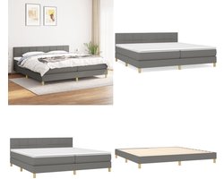 vidaXL Boxspring met matras stof donkergrijs 200x200 cm - Boxspring - Boxsprings - Bed - Slaapmeubel