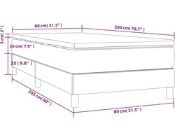 vidaXL - Boxspring - met - matras - stof - donkergrijs - 80x200 - cm
