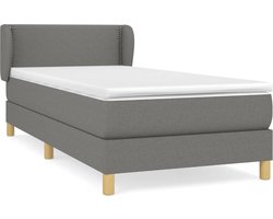 vidaXL - Boxspring - met - matras - stof - donkergrijs - 90x190 - cm