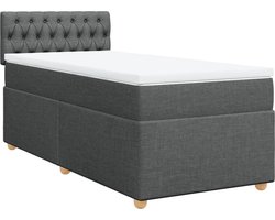 vidaXL - Boxspring - met - matras - stof - donkergrijs - Single
