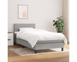 vidaXL - Boxspring - met - matras - stof - lichtgrijs - 100x200 - cm