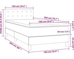vidaXL - Boxspring - met - matras - stof - lichtgrijs - 100x200 - cm