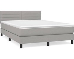 vidaXL - Boxspring - met - matras - stof - lichtgrijs - 140x200 - cm