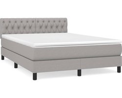vidaXL - Boxspring - met - matras - stof - lichtgrijs - 140x200 - cm