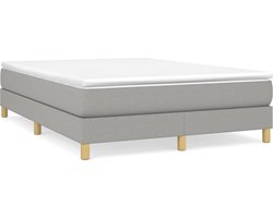 vidaXL - Boxspring - met - matras - stof - lichtgrijs - 140x200 - cm