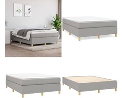 vidaXL Boxspring met matras stof lichtgrijs 140x200 cm - Boxspring - Boxsprings - Bed - Slaapmeubel