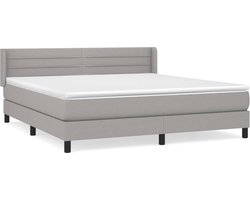 vidaXL - Boxspring - met - matras - stof - lichtgrijs - 160x200 - cm