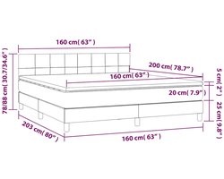 vidaXL - Boxspring - met - matras - stof - lichtgrijs - 160x200 - cm