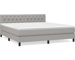 vidaXL - Boxspring - met - matras - stof - lichtgrijs - 160x200 - cm